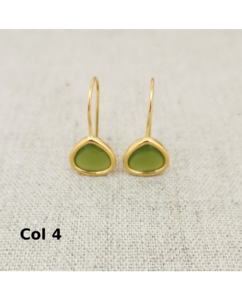 Boucle d'Oreille dormeuse plaqué Or pierre naturelle blanche