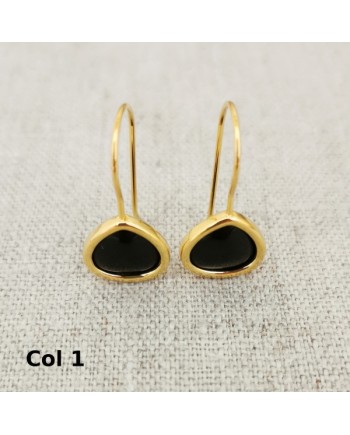 Boucle d'Oreille dormeuse plaqué Or pierre naturelle blanche