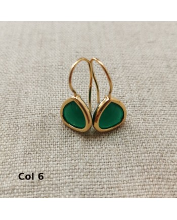 Boucle d'Oreille dormeuse plaqué Or pierre naturelle blanche