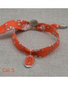 Bracelet religieux lien liberty et  médaille miraculeuse orange