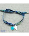 Bracelet religieux lien liberty croix nacre et vierge émaillée turquoise