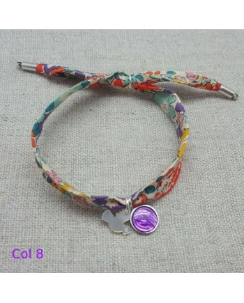 Bracelet religieux lien liberty colombe nacre et vierge émaillée violet