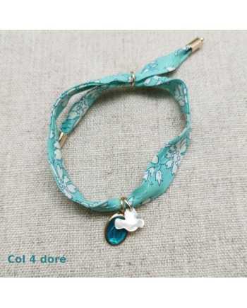 Bracelet religieux lien liberty croix nacre et vierge émaillée rose