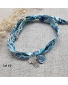 Bracelet religieux lien liberty croix nacre et vierge émaillée rose