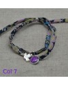 bracelet religieux double tour liberty colombe nacre et vierge colorée violet