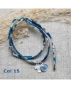 bracelet religieux double tour liberty croix nacre et vierge colorée rose