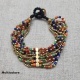 bracelet large perles naturelles argentées et noires