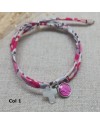 bracelet religieux double tour liberty croix nacre et vierge colorée rose