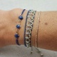 bracelets multirangs 3 chaînes colorées bleu