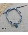 bracelet religieux double tour liberty croix nacre et vierge colorée rose