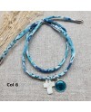 bracelet religieux double tour liberty croix nacre et vierge colorée rose