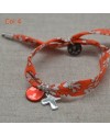 Bracelet religieux lien liberty croix argent et nacre orange