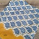 Foulard coton imprimé coloris bleu jaune