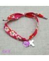 Bracelet religieux lien liberty croix argent et nacre rose 
