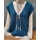 Gilet boutonné mohair sans manche ajouré