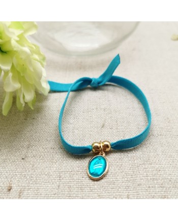 Bracelet religieux médaille miraculeuse ou croix émaillée sur lien elastique ajustable rose