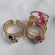 Bagues 3 anneaux et fleurs en perles