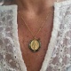 Collier médaille vierge et perles