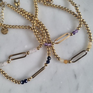 Bracelet chaîne boules motif ovale