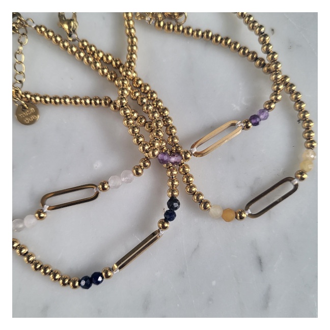 Bracelet chaîne boules motif ovale