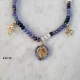 Collier perles colorées et médaille vierge