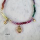 Collier perles colorées et médaille vierge