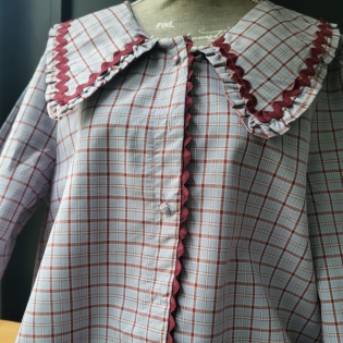 Tunique coton bleu large col