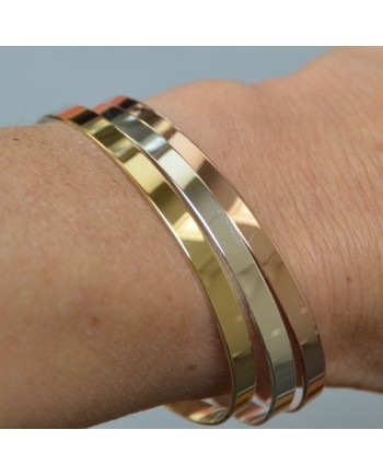 Trio de bracelet Jonc large Argent, plaqué Or, plaqué Or rose 