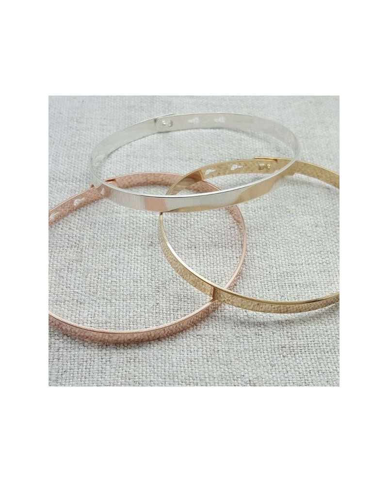 Bracelet Jonc ruban UNI Argent ou Plaqué Or 