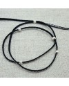Bracelet double tour de lien facon cuir noir et fines perles