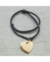 Bracelet coeur bombé plaqué Or sur lienelastique double tour 