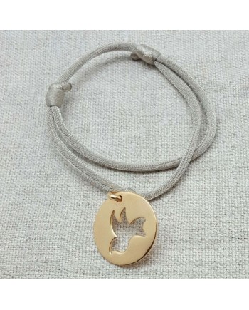 Bracelet cible colombe plaqué Or sur lien elastique double tour 