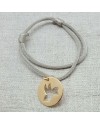 Bracelet cible colombe plaqué Or sur lien elastique double tour 