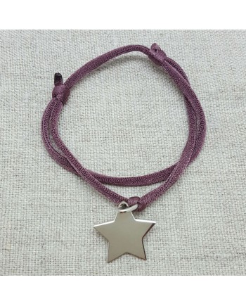 Bracelet etoile Argent sur lien elastique double tour 