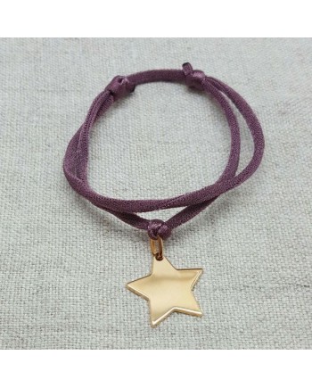 Bracelet étoile plaqué Or sur lien elastique double tour 