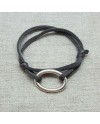 Bracelet Anneau Oval Argent sur lien elastique double tour ajustable