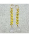 Boucles d'oreilles longues epi emaillé jaune avec une pierre