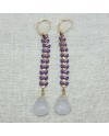 Boucles d'oreilles longues epi emaillé violet avec une pierre