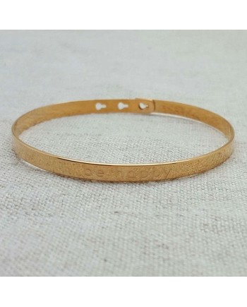  Jonc ruban MESSAGE Argent ou Plaqué Or Be happy