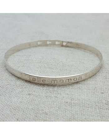  Jonc ruban MESSAGE Argent ou Plaqué Or jolie maman