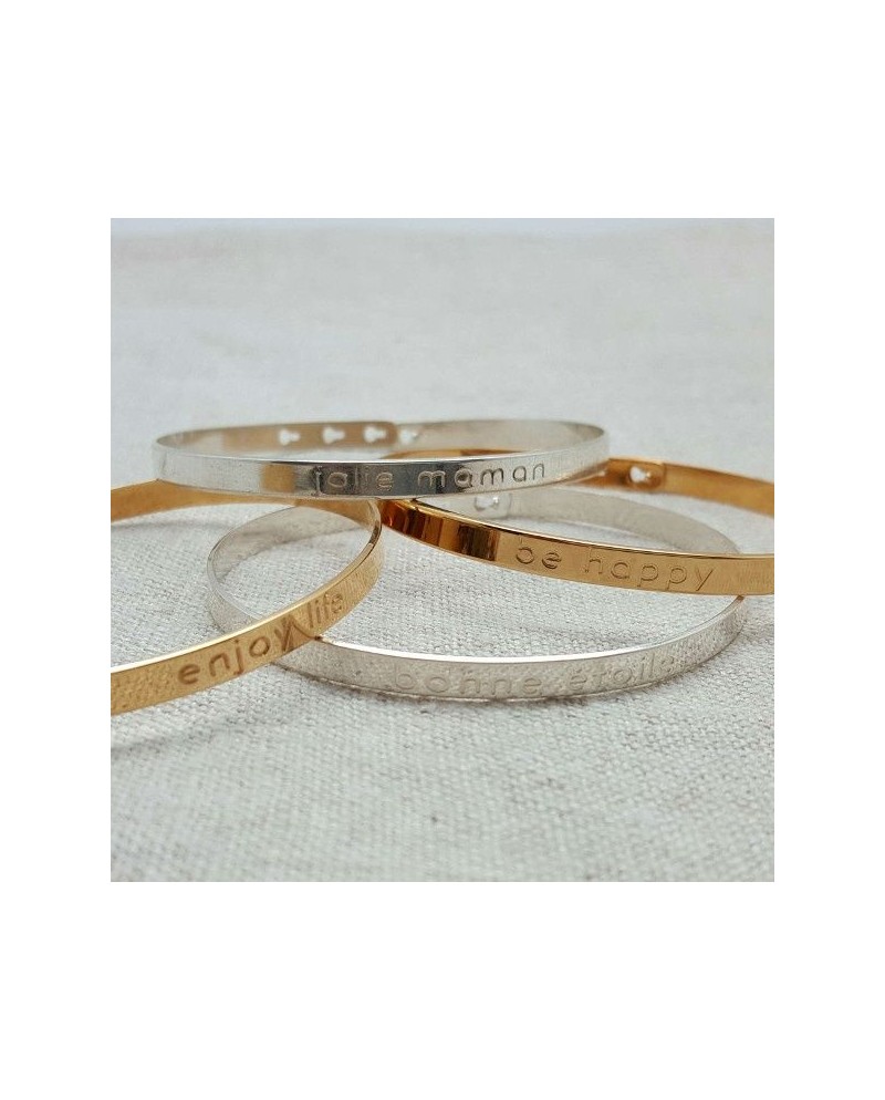  Jonc ruban MESSAGE Argent ou Plaqué Or