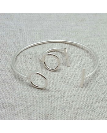 Jonc ouvert Argent motif rond