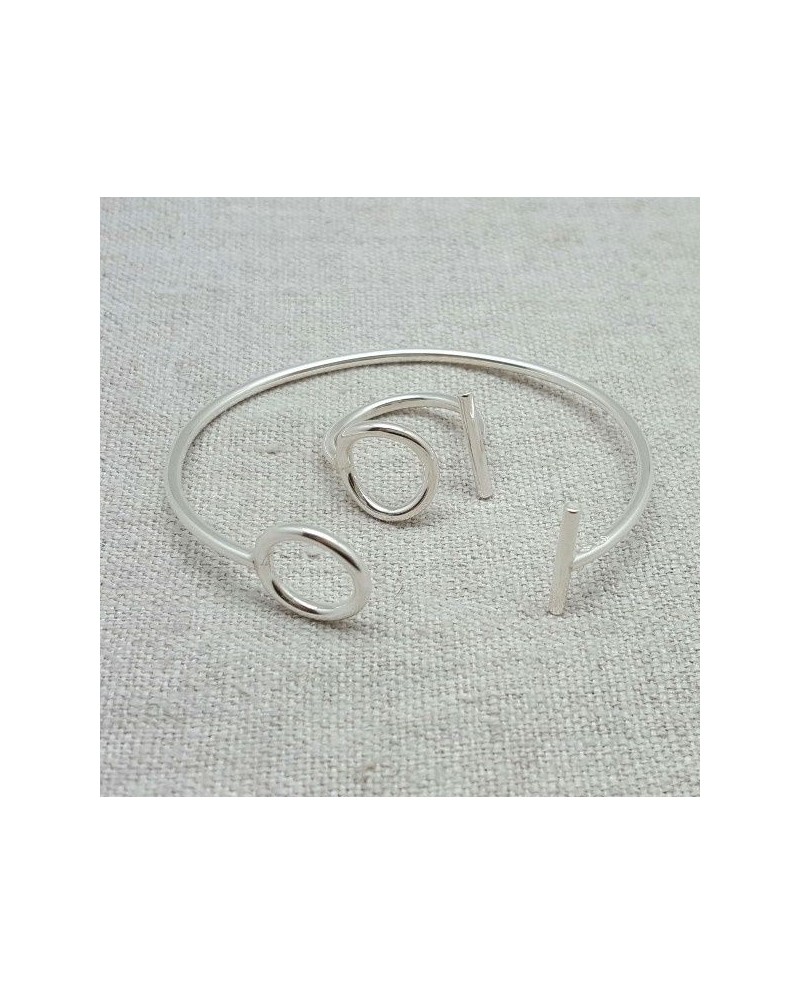 Jonc ouvert Argent motif rond