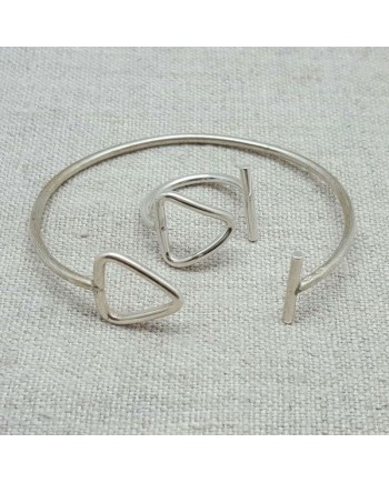 Jonc ouvert Argent motif triangle
