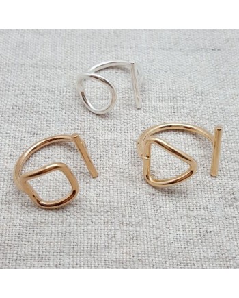 Bague motif Argent ou plaqué Or motif rond, carré ou triangle