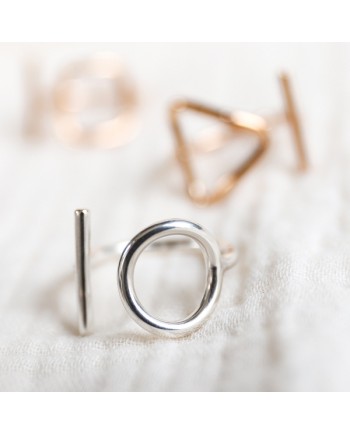 Bague motif Argent ou plaqué Or motif rond, carré ou triangle