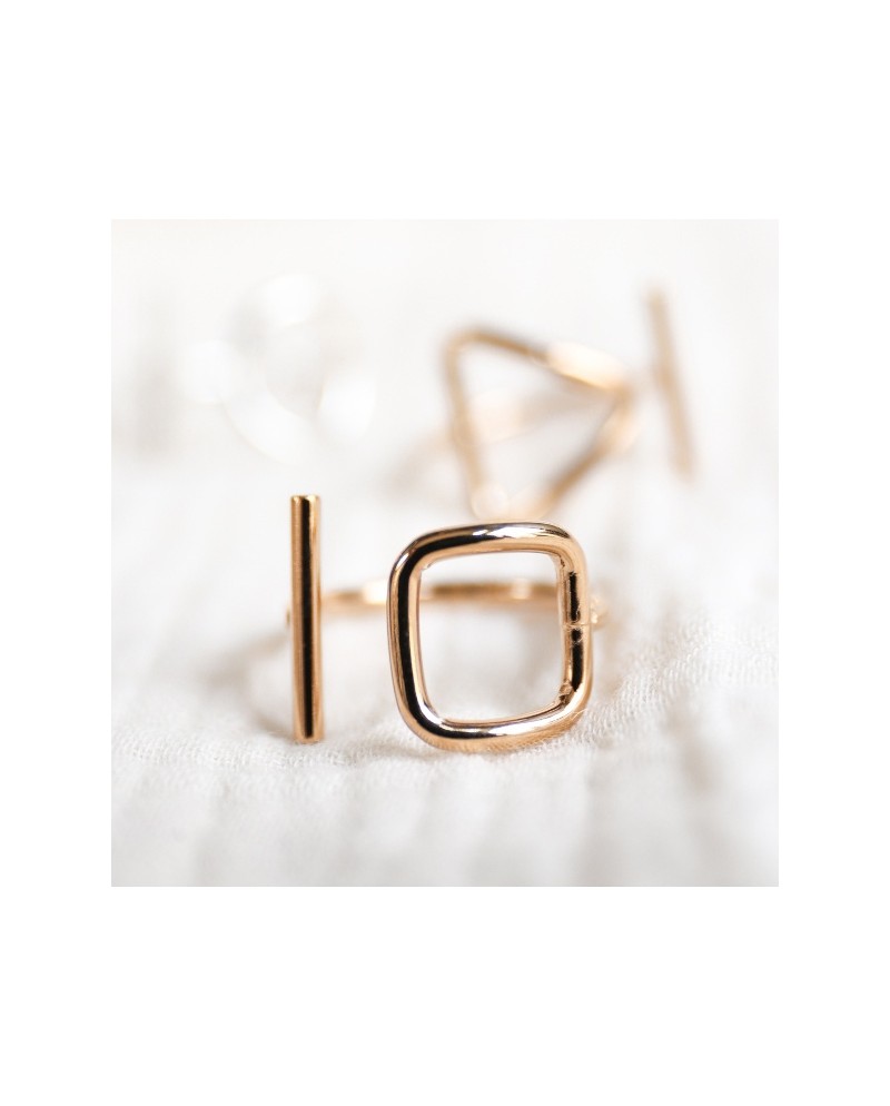 Bague motif Argent ou plaqué Or motif rond, carré ou triangle