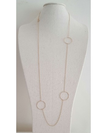 Sautoir Plaqué Or 3 anneaux 80cm