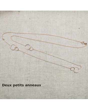 Sautoir Argent ou plaqué Or 3 anneaux 80cm