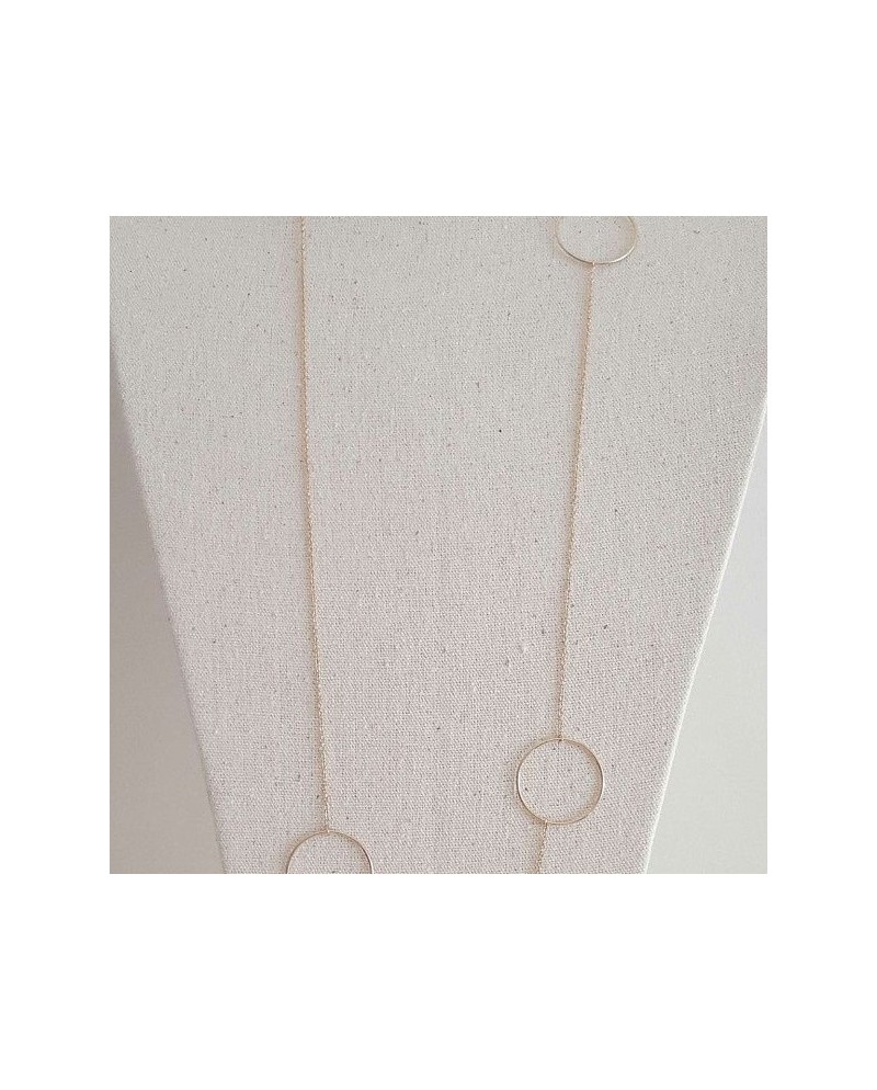 Sautoir Argent ou plaqué Or 3 anneaux 80cm